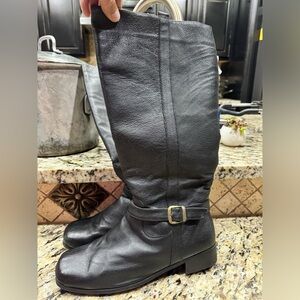 Black wide calf boots